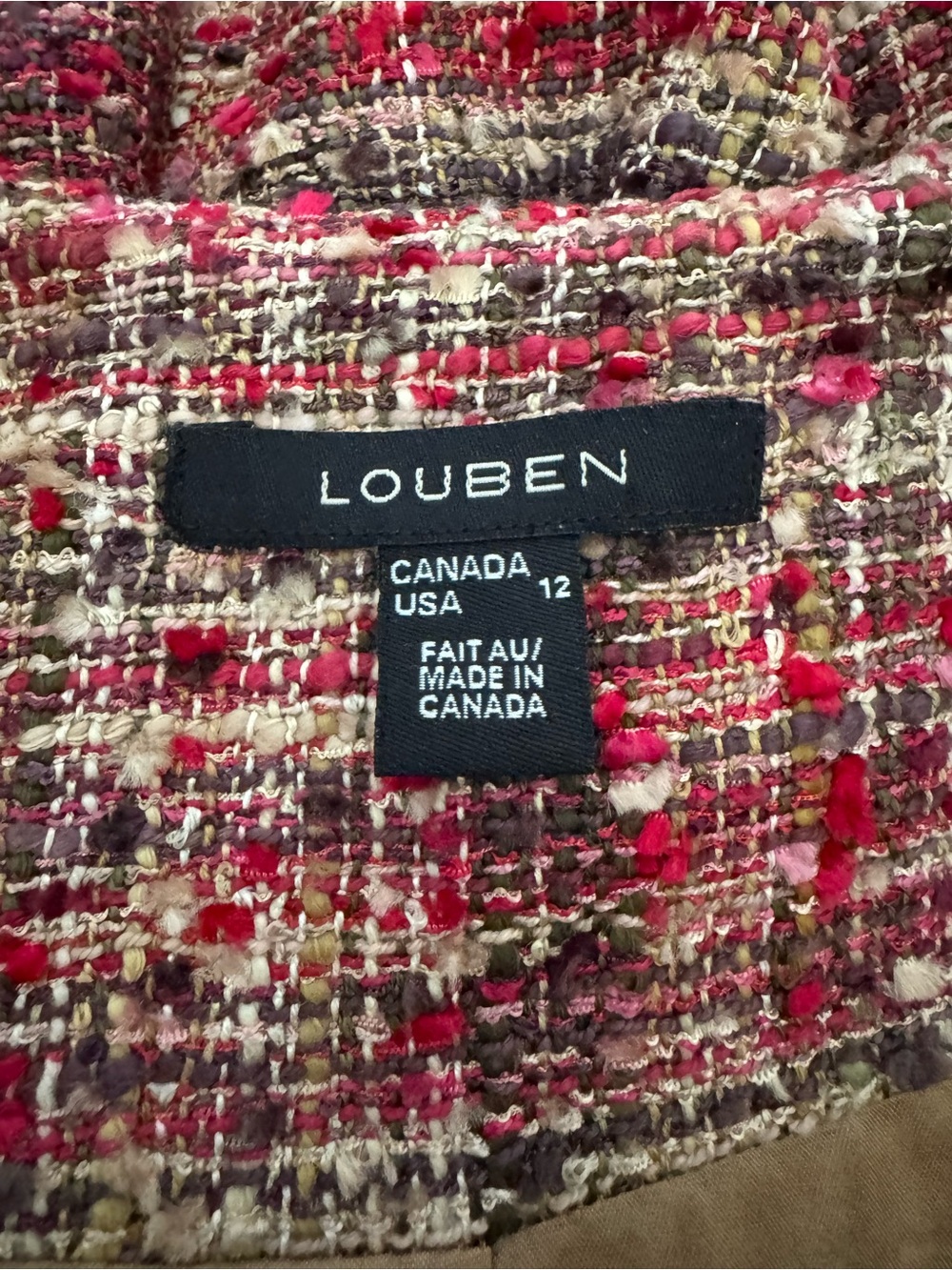 LOUBEN Womens Pink Tweed Open-Front Jacket size 12 - Picture 4 of 4
